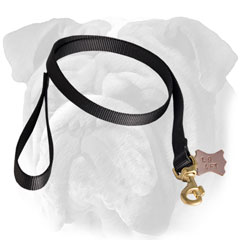 Quality English Bulldog leash with brass snap hook